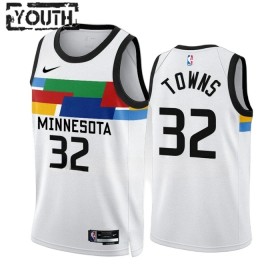 Camiseta Niños NBA Minnesota Timberwolves Karl Anthony Towns 32 2022-23 Nike City Edition Blanco Swingman